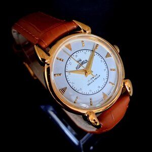 Vintage Roamer Men's Leather Brown 7 Gold Mechanical Watch RARE